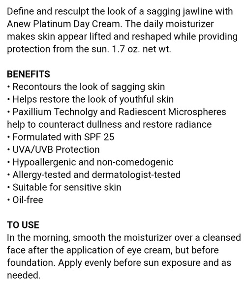 Anew Platinum Day Cream Broad Spectrum SPF 25 - Picture 2 of 5